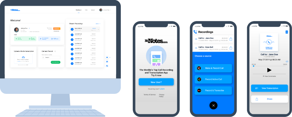 NoNotes on desktop and mobile devices